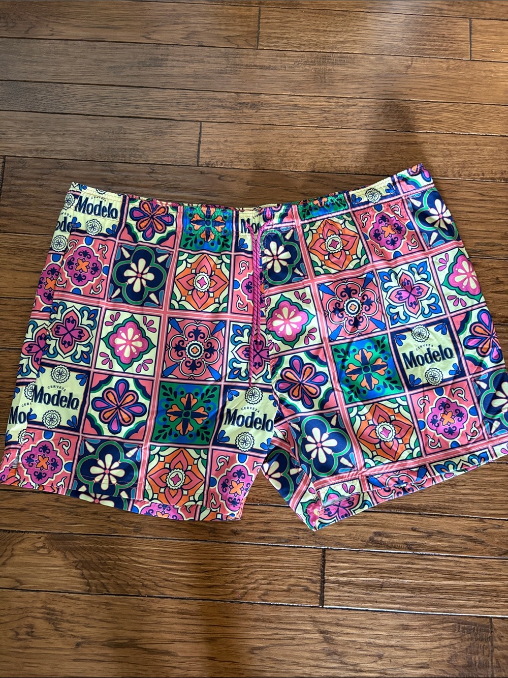 Modelo Pink, Blue & Green Mosaic Swim Board Shorts